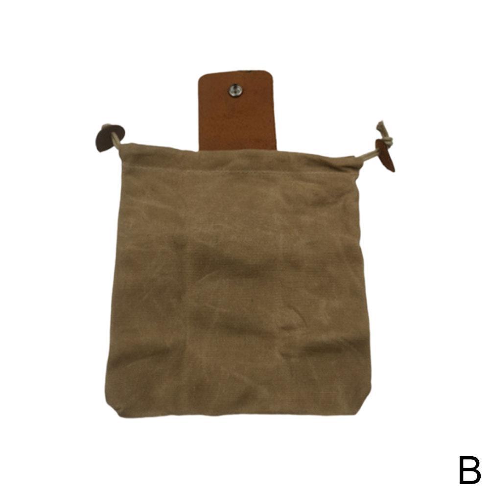 Leather and Canvas Bushcraft Bag Garden Fruit Picking Bag Outdoor Camping Storage Bag Waist Hanging Tool Bag: Chocolate