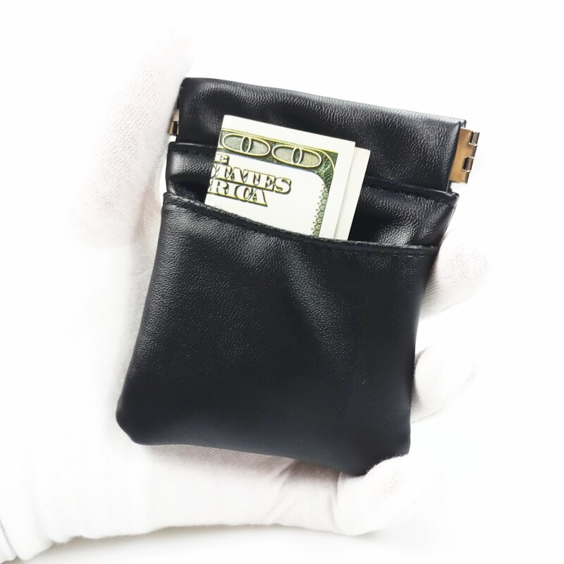 Porte-monnaie en métal élastique en cuir Pu solide pour femmes et hommes, Mini sac portefeuille court, petite clé à changer, nouvelle