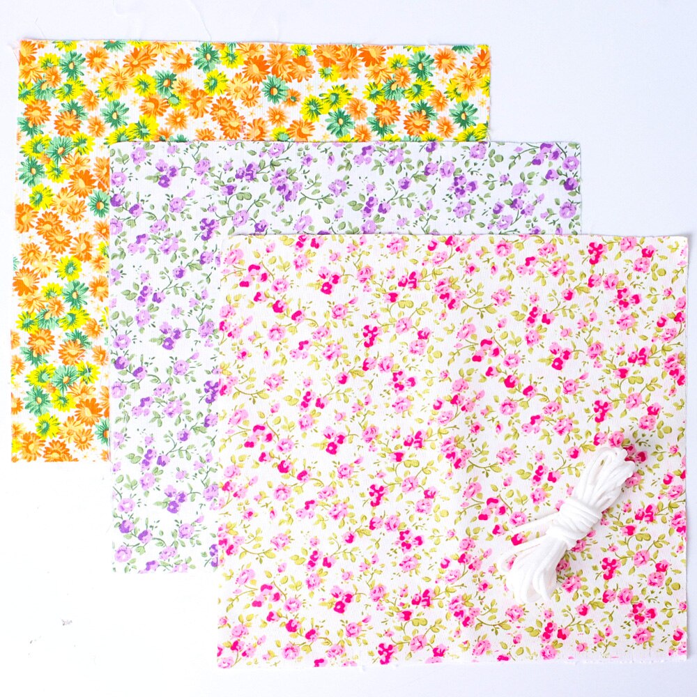 Tissu en coton texturé 18x20cm 6 pièces | Ensemble de 2m, cordes de masque élastiques, boucles rondes suspendues, couture sur fournitures de bricolage: Set 1