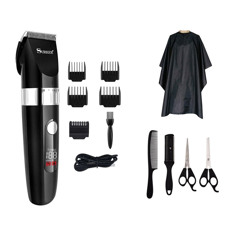 Elektrische Tondeuse Voor Mannen Professionele Haar Waterdichte Trimmer Scheermes Haar Snijmachine Kapper Clippers Lcd Diplay Kapsel: Blauw