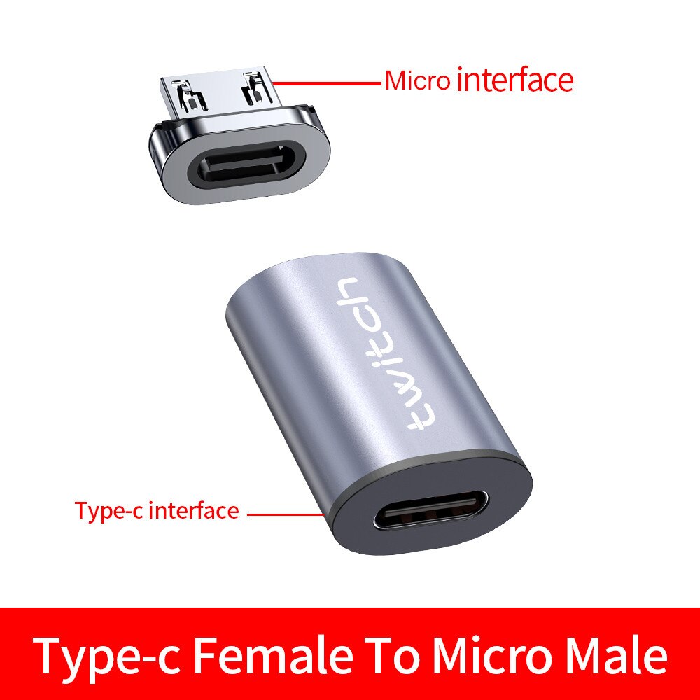 Twitch Type C Magnetic Adapter For iPhone Samsung Huawei xiaomi Type C Female To Micro Male USB Converter Magnet USB-C Connector: type-c to Micro