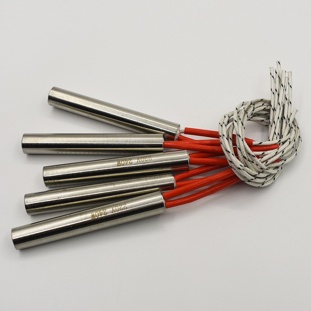 5pcs 220V 10mm Dia. Electric Cartridge Heater Element 50-200mm Tube Length 100-350W Stainless Steel Tubular Heating Element