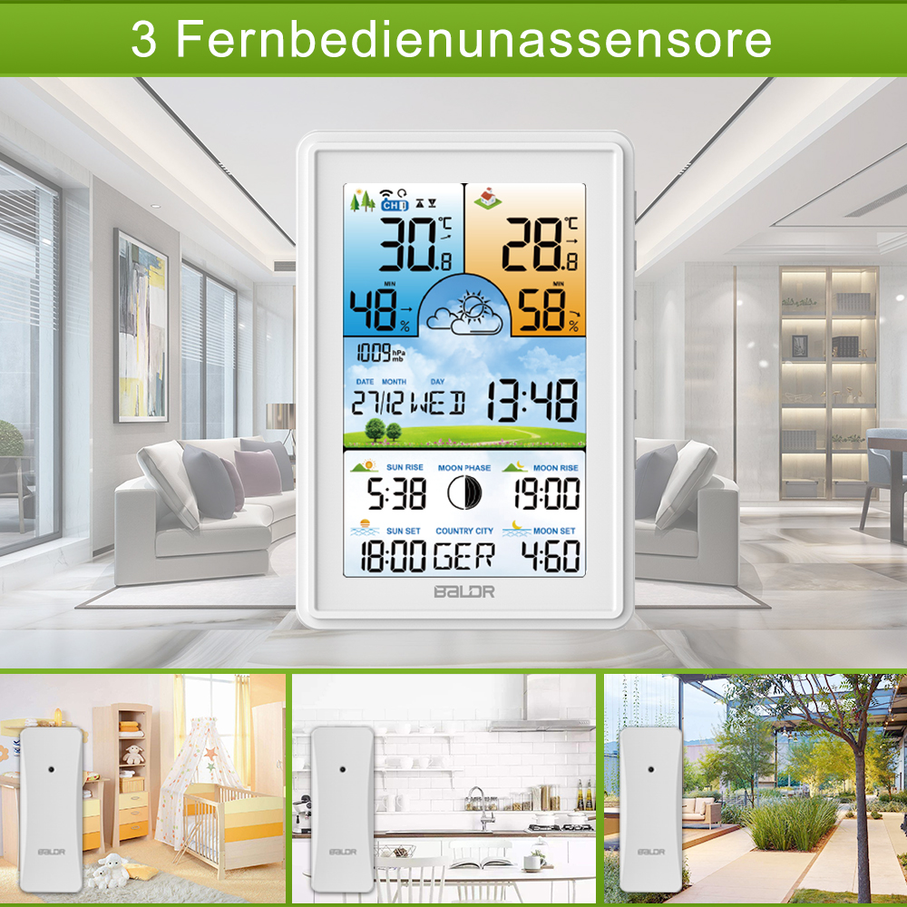 Weather Station Wireless Outdoor Hygrometer Digital Thermometer mmHg Barometer Digital Hygrometer Alarm Weather Forecast