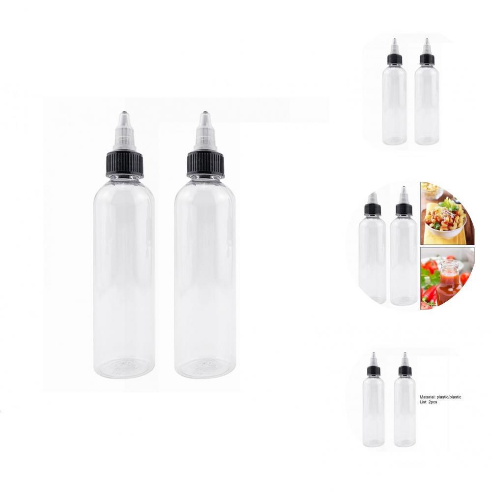 2Pcs Attractive Wide Application Reusable Sauce Bottle Multi-use Good Sealing Condiment Bottle for Sauce Bottle