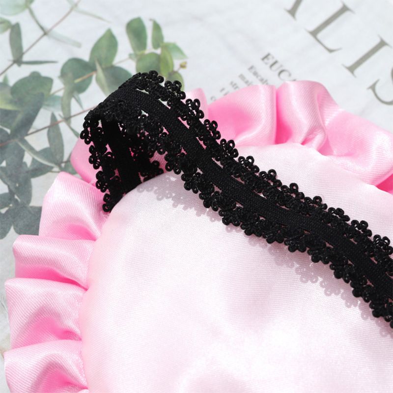 Mascarilla para dormir de imitación de seda para mujer, con volantes, bordado con letras, para los ojos, E65F