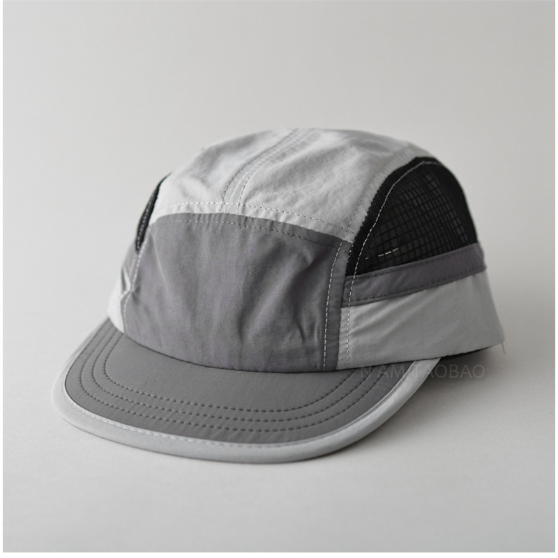 Gorras de béisbol de malla transpirables y ligeras para hombres y mujeres, protector solar de verano para exteriores, sombrero de Camping de ala corta empalmado a la: Azul