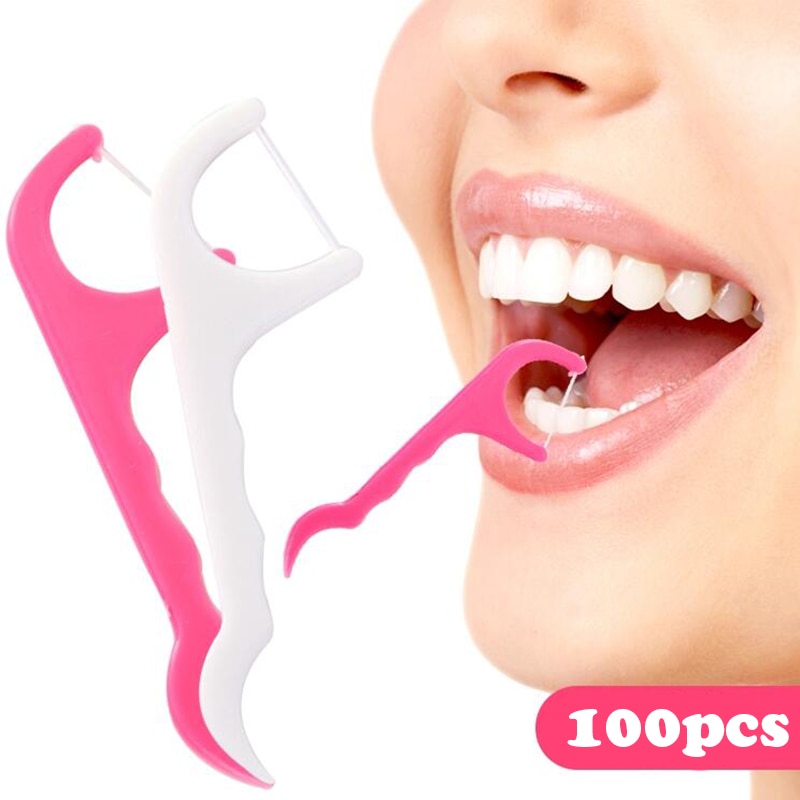 100 stks Boog-vormige ultra fijne tandzijde staaf tanden schoonmaken lijn dental care platte lijn tanden tandenstoker Rager Stok