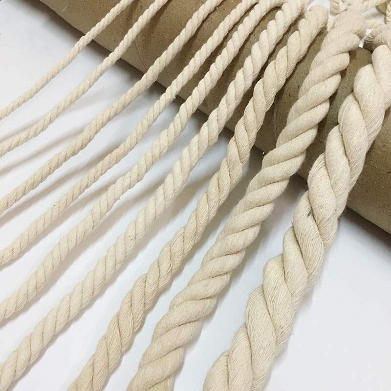 Cordones de algodón 100% Beige natural, cuerda gruesa trenzada para manualidades hechas a mano, bolsa, posavasos, accesorios de decoración del hogar, 3 partes