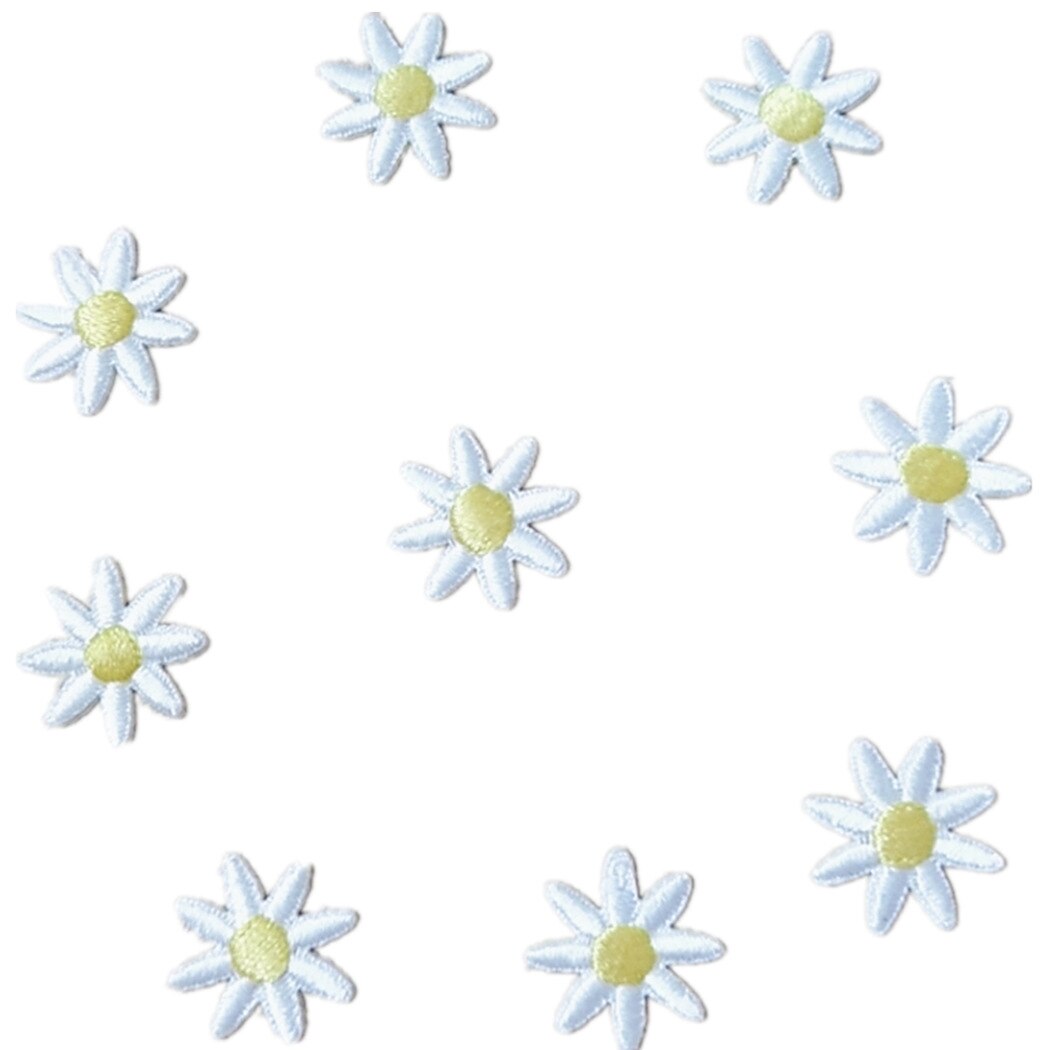 Self-adhesive 10pc Small Daisy Flower Embroidered Patches for Clothes Shoes Iron-on Clothing Applique Sewing Accessories Diy