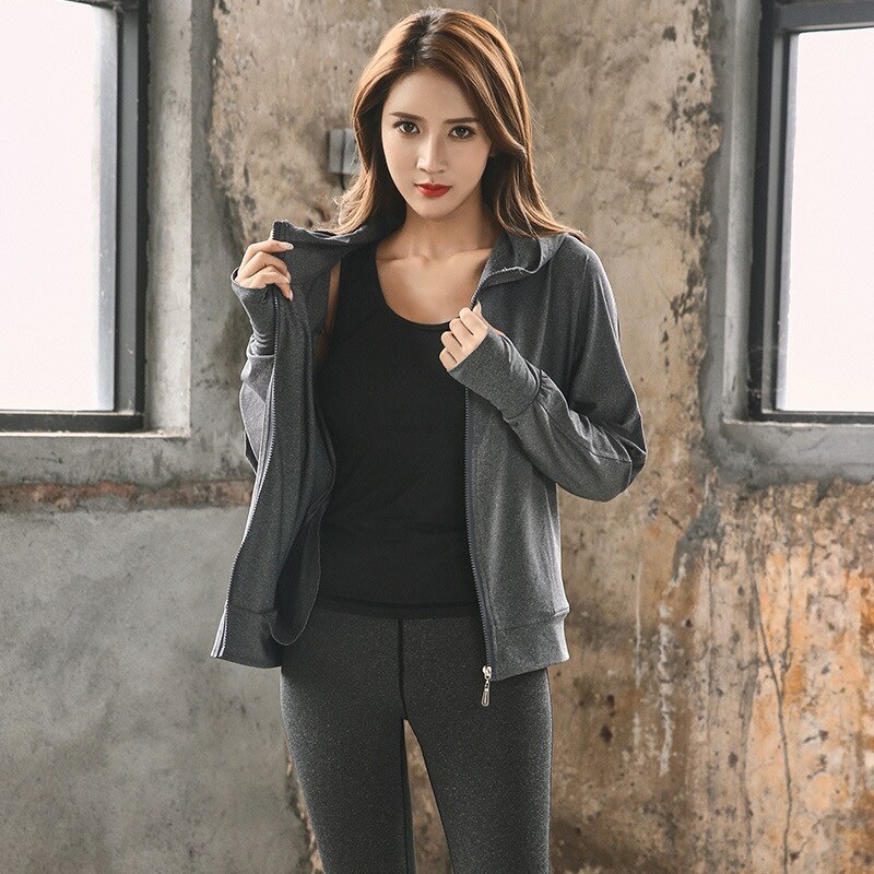 Herfst Vrouwen Sport Jas Snel Droog Capuchon Sweatshirt Running Jogger Fitness Gym Workout Casual Jas Jas Sportkleding: grey / S