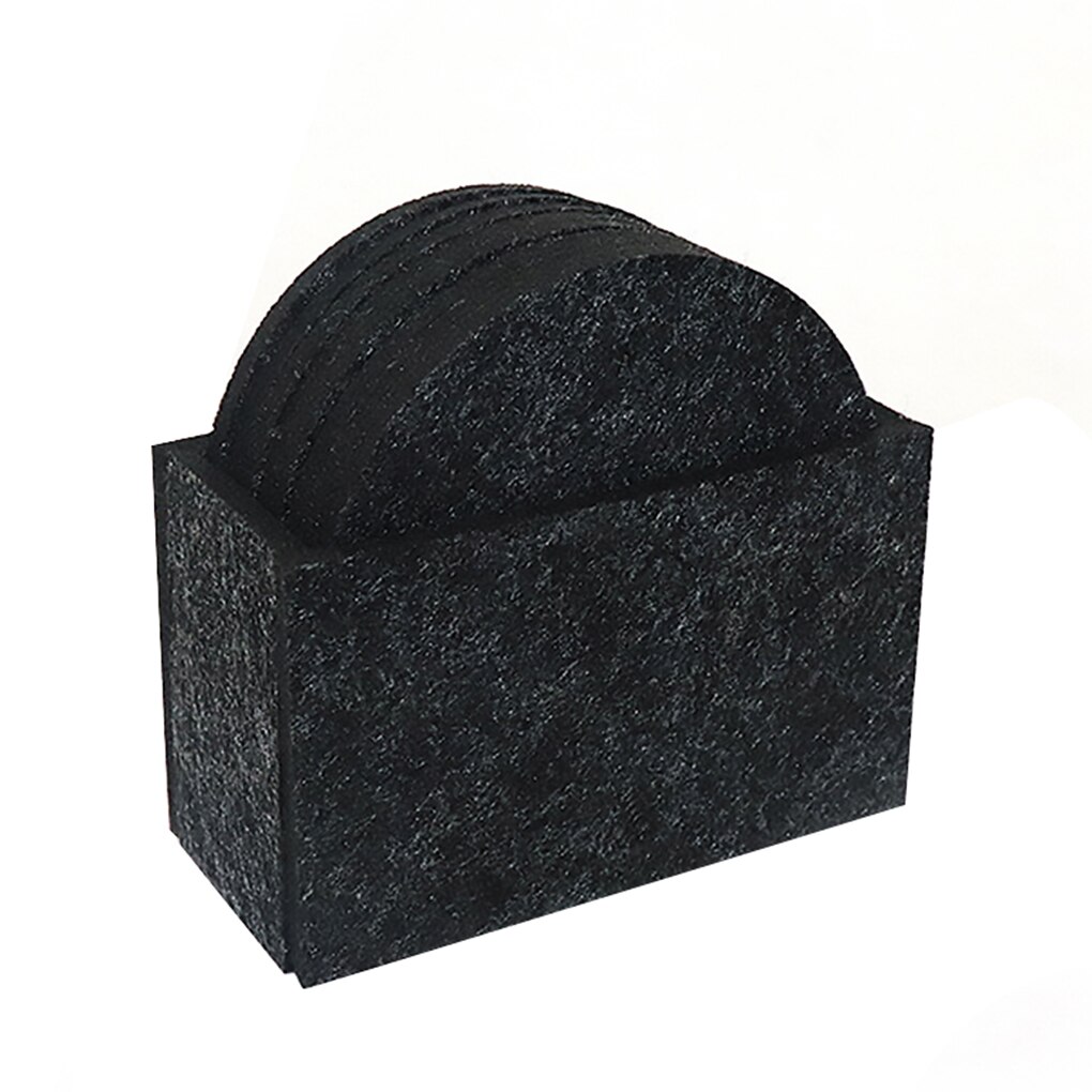 8Pcs Heat Insulated Cup Mat Felt Household Coaster Table Round Shape Decoration Placemat: Dark Grey