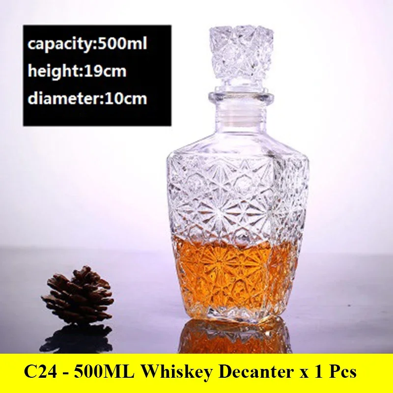 Decantadores de whisky de vidrio sin plomo para licor Scotch Bourbon, botella de copa de vino de 3 estilos, novedoso, 1000ml: Verde fluorescente