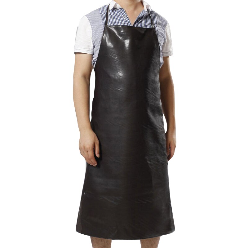 Waterproof Oil-proof Aprons Leather Bib Apron Labor Working Protective Clothing For Canteen Kitchen Restaurants Length 95cm: Black
