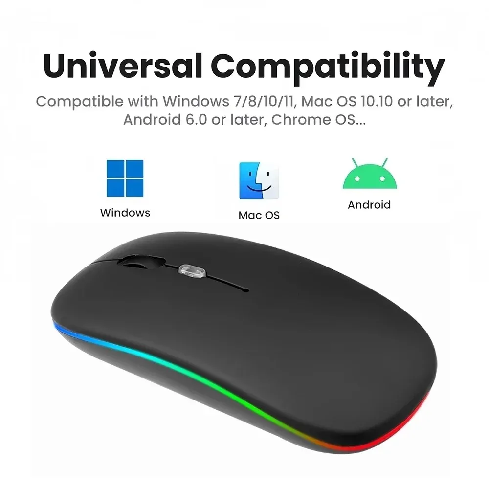 Dual Bluetooth 5,1 Maus 2,4G Drahtlose Maus Wiederaufladbare Stille RGB Hintergrundbeleuchtung Gaming Maus 1600 DPI Mäuse für Laptop Tablet