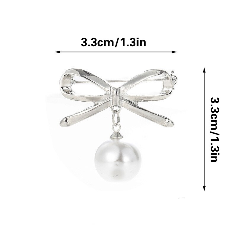 Simple Pearl Bow Brooch Safety Lapel Pins and Brooches Scarf Buckle Needle Corsage Clothing Women Accessories