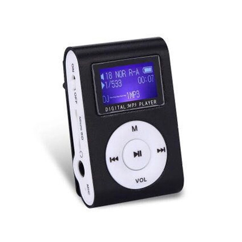 Hifi Mini Usb Clip MP3 Speler Lcd-scherm Ondersteuning 32Gb Micro Sd Tf Card: BK