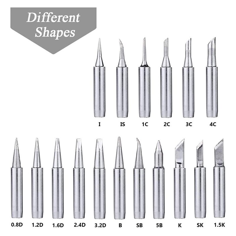 SV-17Pcs Soldering Tips Kit 900M Lead-Free Solder Iron Tip Welding Replacement Accessories for Hakko Yihua Solder Station