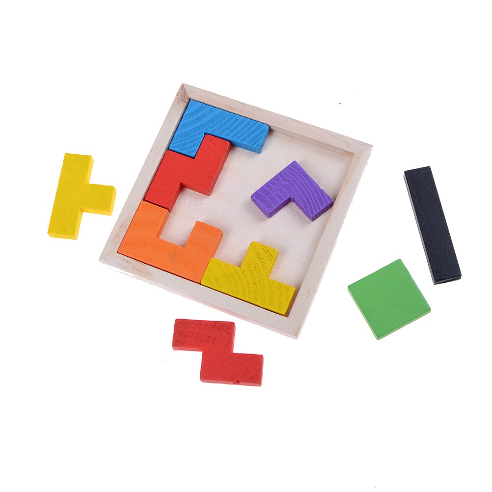 Wood Tetris Toy Kids Game Jigsaw Board Toy Educational Wooden Toys for Children Tangram Brain Teaser Puzzle