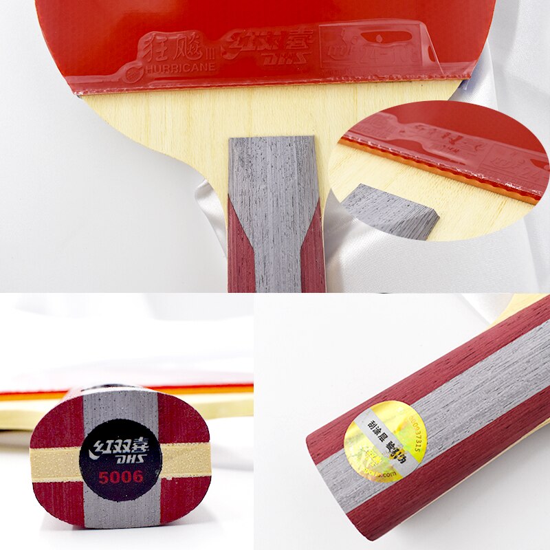 Conjunto de raqueta de tenis de mesa DHS 5 estrellas juego Ping Pong mango largo mango corto con funda + 2 bolas