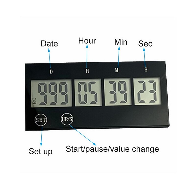 LCD Large Screen Event Reminder Loud Alarm Timer Kitchen Digital Timer 999 Days Clock Touch Key