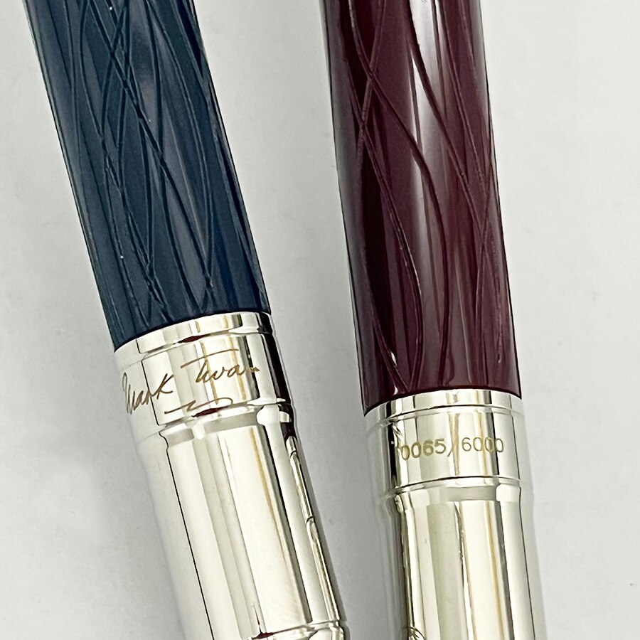Mark Twain Rollerball Pen Balpennen Blauw Wijnrood Hars Graveren Kantoor Schoolbenodigdheden Met Serienummer 0068/8000 H