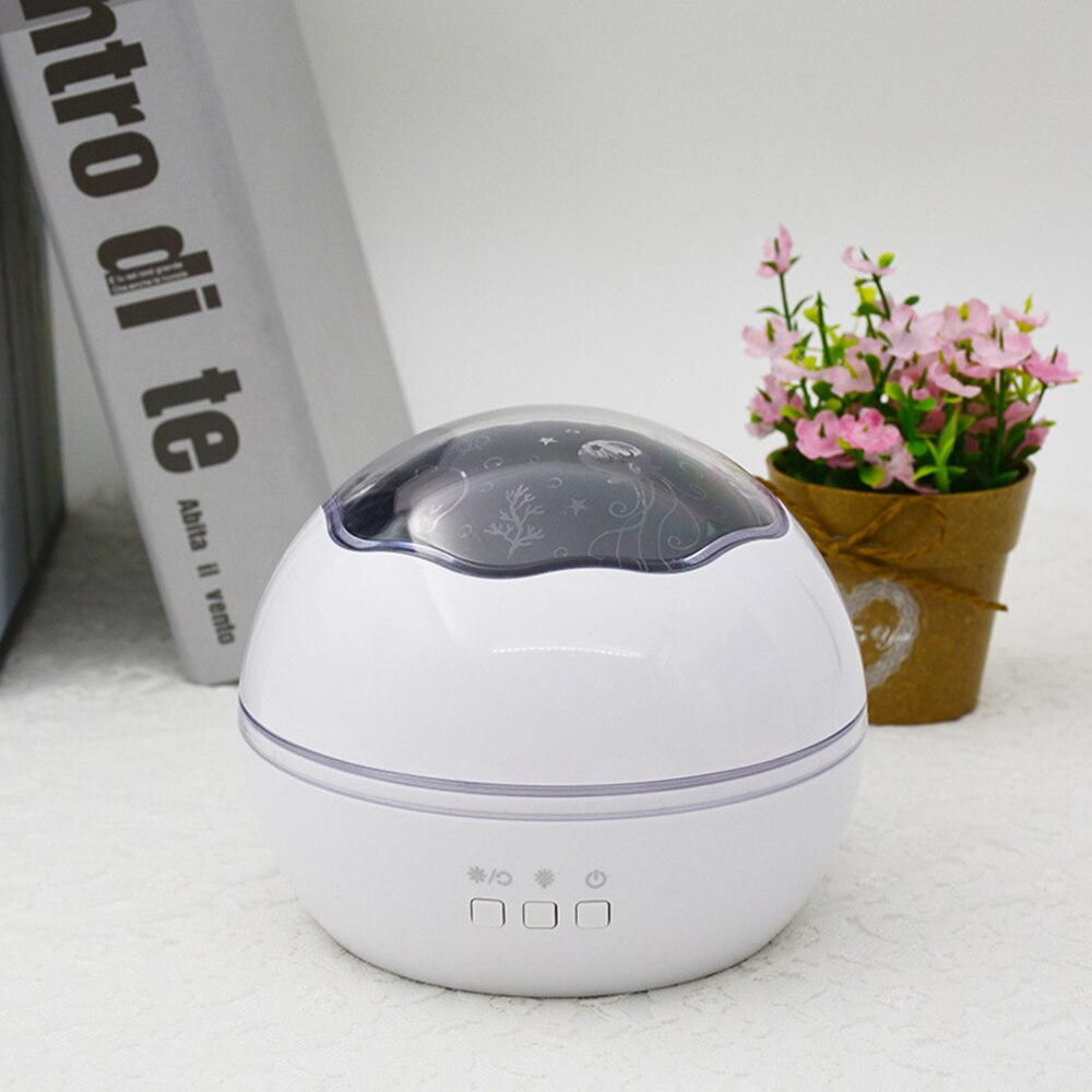 Led Nachtlampje Projector Sky Star Spin Starr Ocean World Master Roterende Kinderen Kids Baby Slaap Romantische Usb Lamp Projectie: White shell