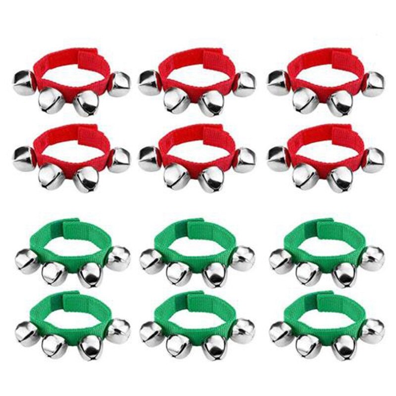 Bande poignet cloche Bracelet Jingle musique cheville cloche rythme jouet Percussion fête pour noël école enfants (rouge et vert): Default Title