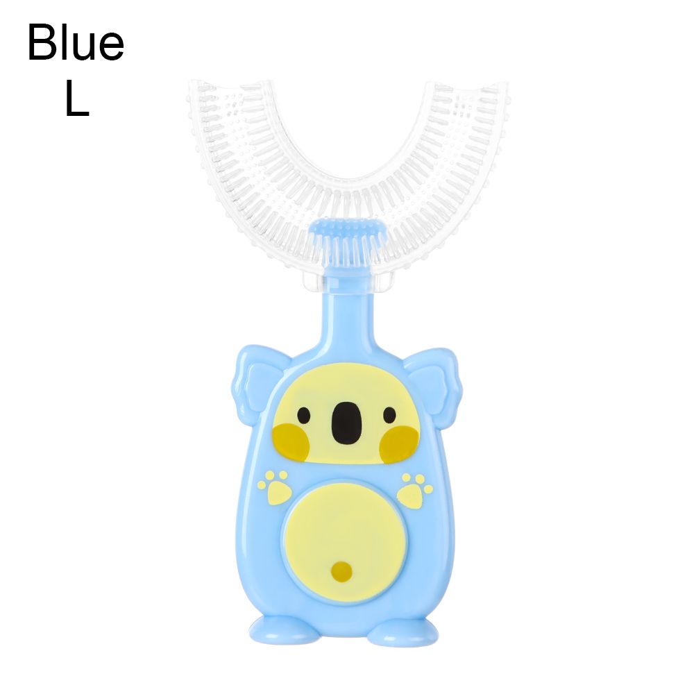 Kinderen U-vorm Tandenborstel 2-12years Kinderen Tanden Oral Care Borstel Zachte Siliconen Tanden Whitening Schoonmaken Tool Borstel: blue-L