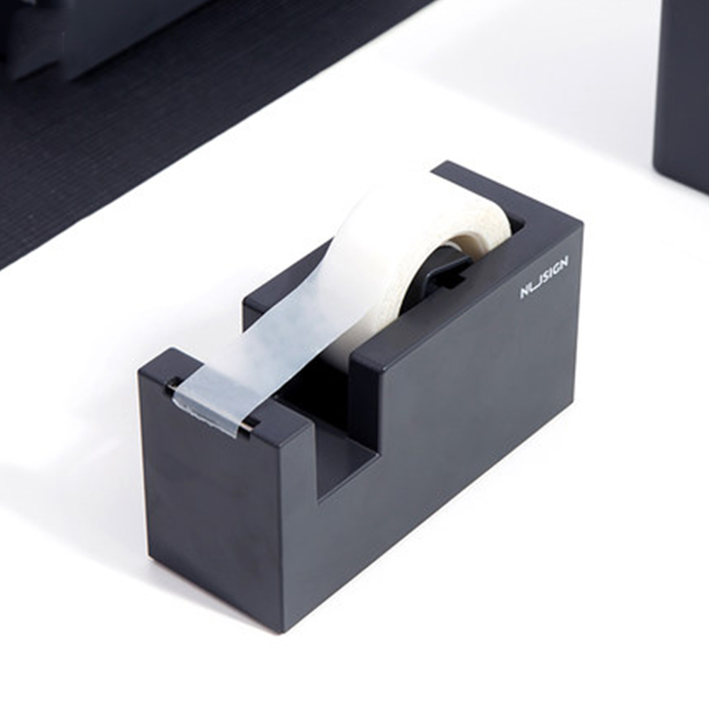 Nusign-cortador de cinta con asiento de cinta, fácil de cortar, pequeño asiento de papel, máquina de cinta creativa colorida para uso en el hogar, escuela y oficina: Black