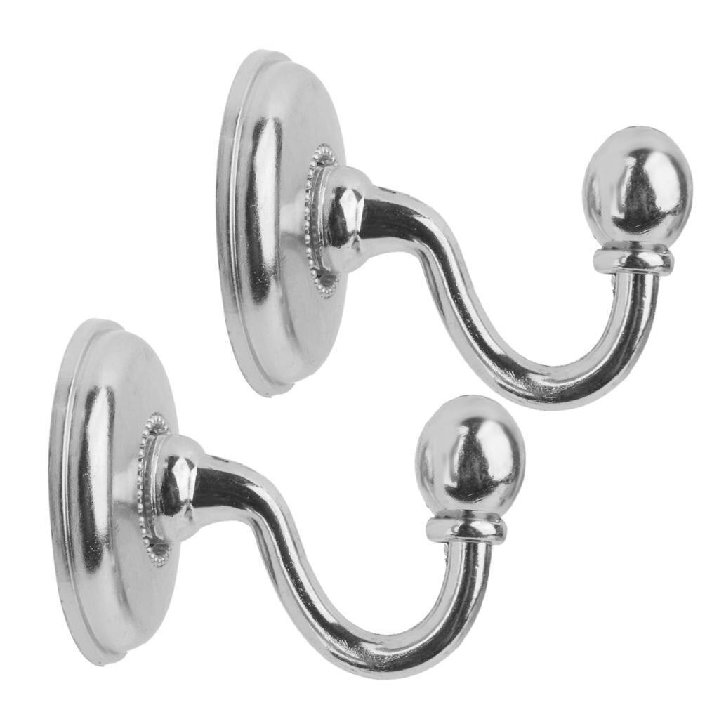 2x Metal Curtain Holdback hooks Wall Tie Back Hook Hanger Holder exquisite decoration forja de puerta hierro: SILVER