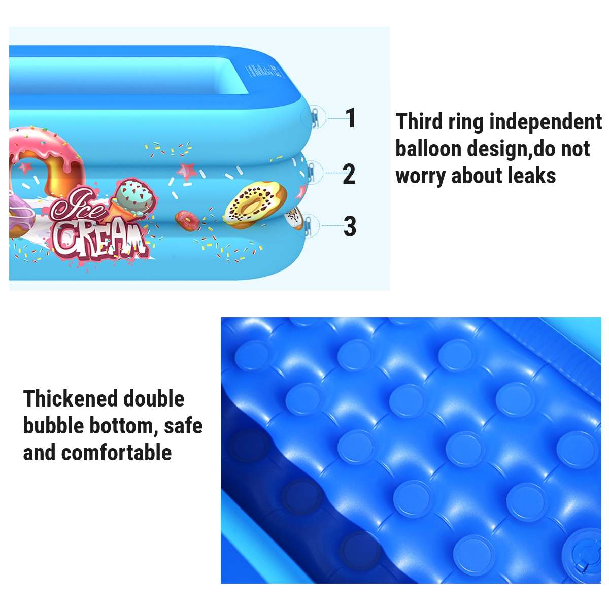 120/130/150cm Children Bathing Tub Baby Home Use Paddling Pool Inflatable Square Swimming Pool Kids Inflatable Pool ball pit