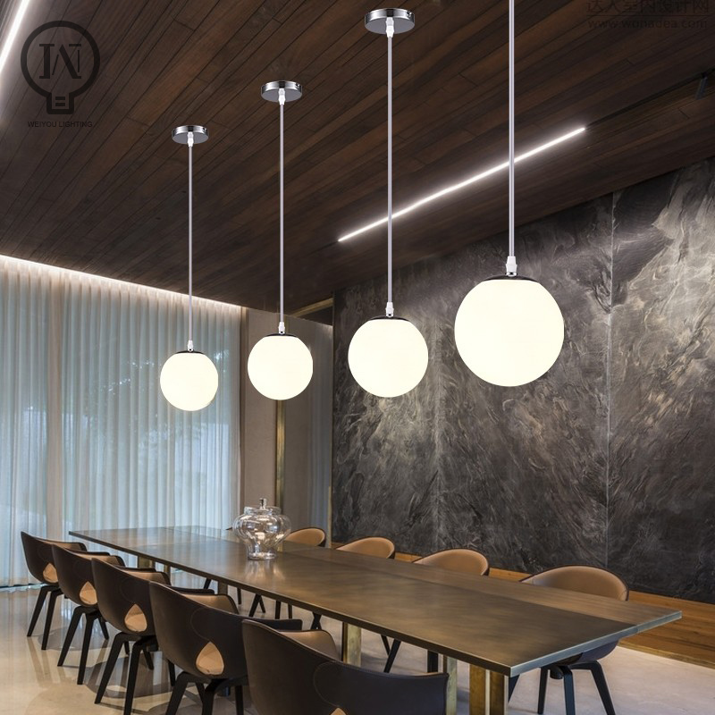 Lámpara colgante de bola de cristal, luminaria E27 dorada/negra/plateada, globo blanco, para Bar, restaurante, decoración, dormitorio
