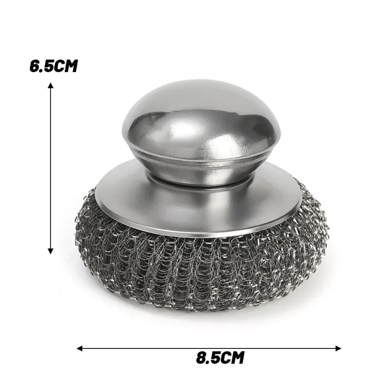 Stainless Steel Kitchen Pot Brush with Handles Dishwashing Wire Ball Heavy Duty Metal Scrubber Household Pot Pan Cleaning Tools
