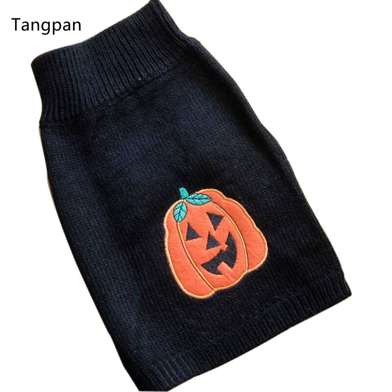 Tangpan Quente Mistura De Lã de Gola Alta Clássico Halloween Pumpkin Imprimir Camisola Cão de Estimação do Filhote de Cachorro Vestuário