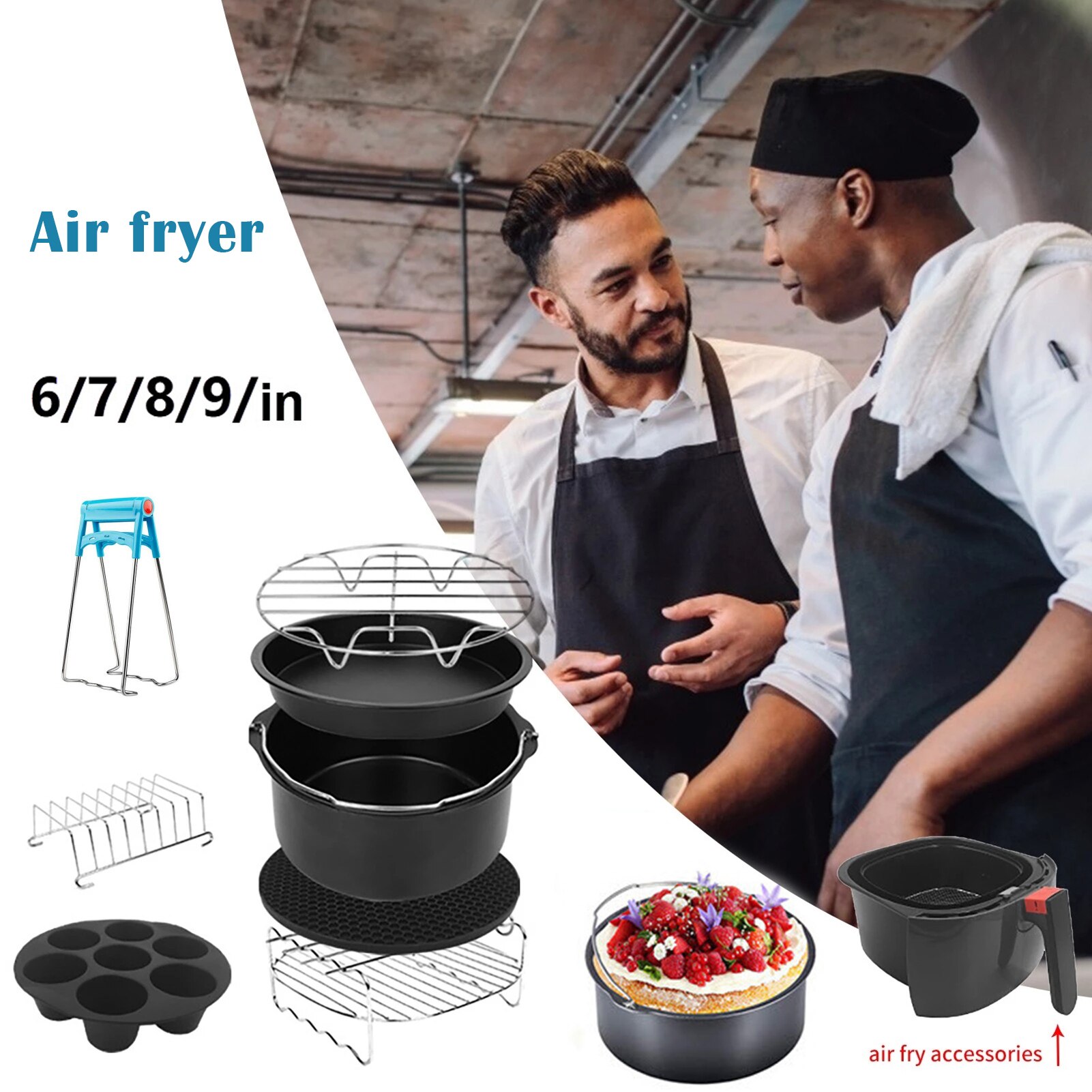 8 stücke Luft Friteuse Zubehör passen Beste Heiße Friteuse Zubehör einstellen Bequemlichkeit Kochen Werkzeug Für Küche Party Küche Werkzeuge & Spielereien