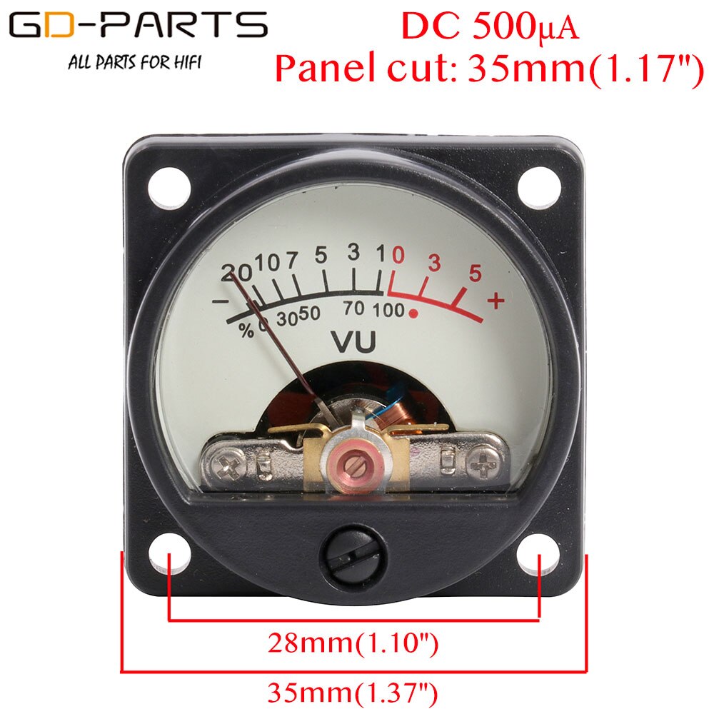 35mm DC100mA DC200mA 500UA VU Panel Meter Ampere Meter With 12V Warm Back Light For Vintage 300B KT88 EL34 211 845 Tube AMP DIY: 500UA