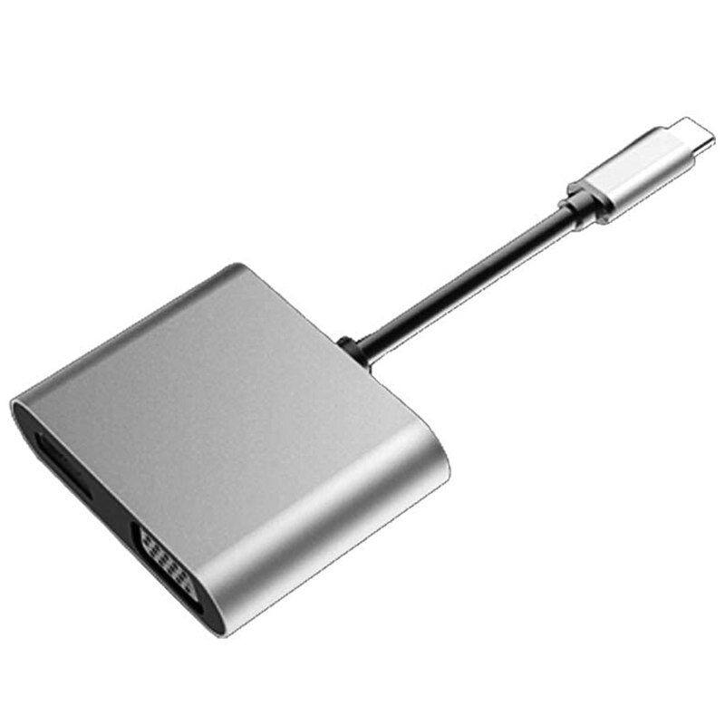 Concentrador de red USB tipo C 4 en 1, Hub con pantalla Dual, HDMI/HDTV 4K, adaptador VGA y carga USB 3,0 para portátil HP