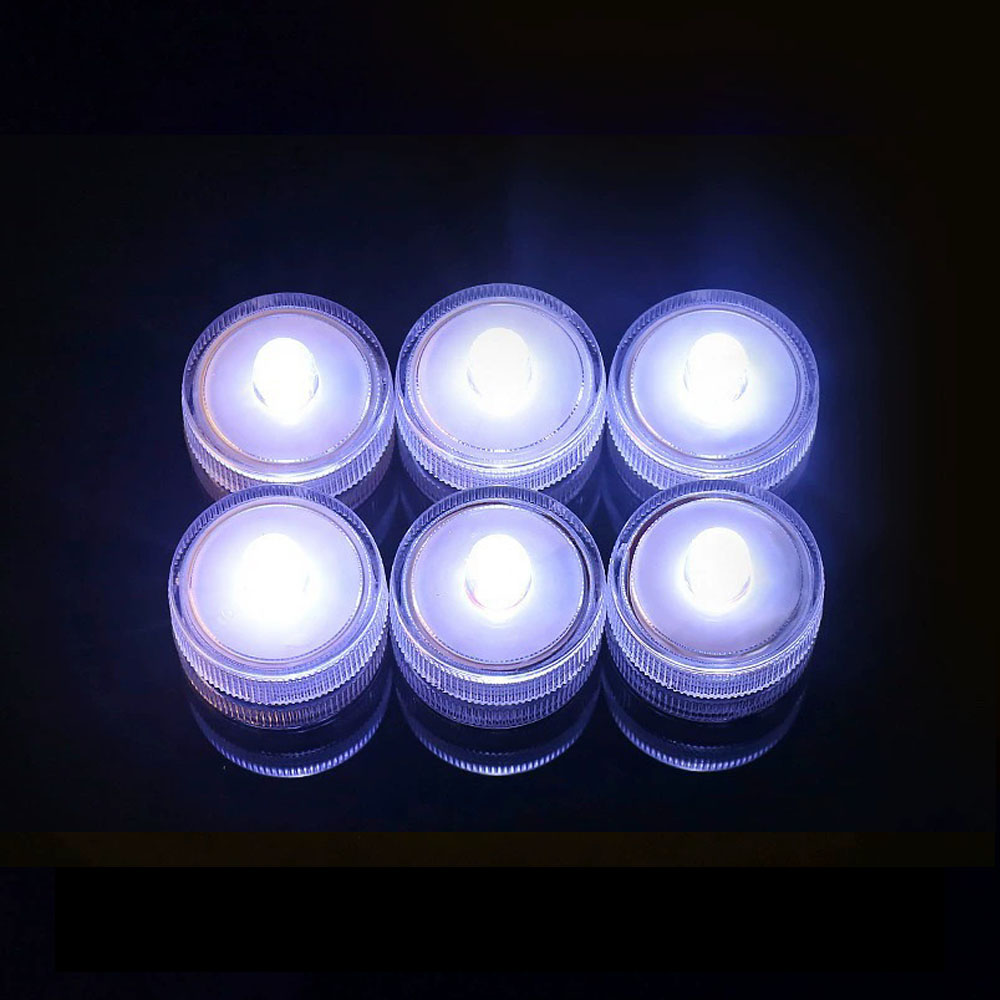Waterproof Submersible LED Light Tea Lights Pond Underwater Small LED Lights for Wedding Home Vase Festival Party Decoration: WHITE / 6-10W