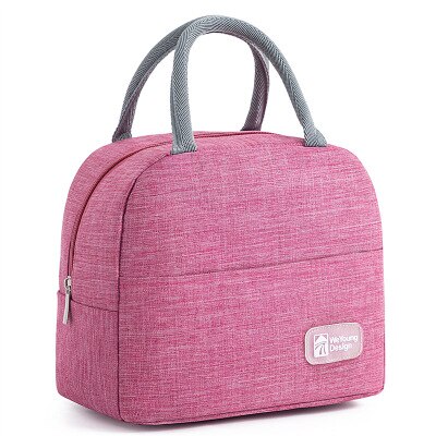 1Pcs Verse Koeler Zakken Waterdichte Nylon Draagbare Rits Thermische Oxford Lunch Tassen Voor Vrouwen Handige Lunchbox Tote Voedsel tassen: E-Pink