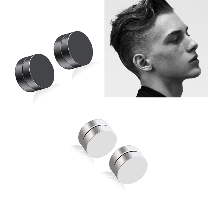 2020 aço inoxidável orelha ímã clipe brincos sem furo piercing titânio não perfurado brincos para homens preto punk