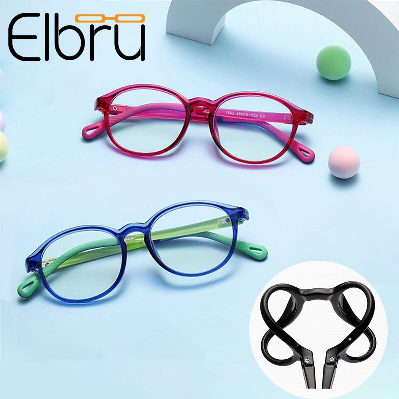 Gafas ópticas con montura Ovalada para niños y niñas, lentes transparentes de silicona suave, con protección contra luz azul, para ordenador