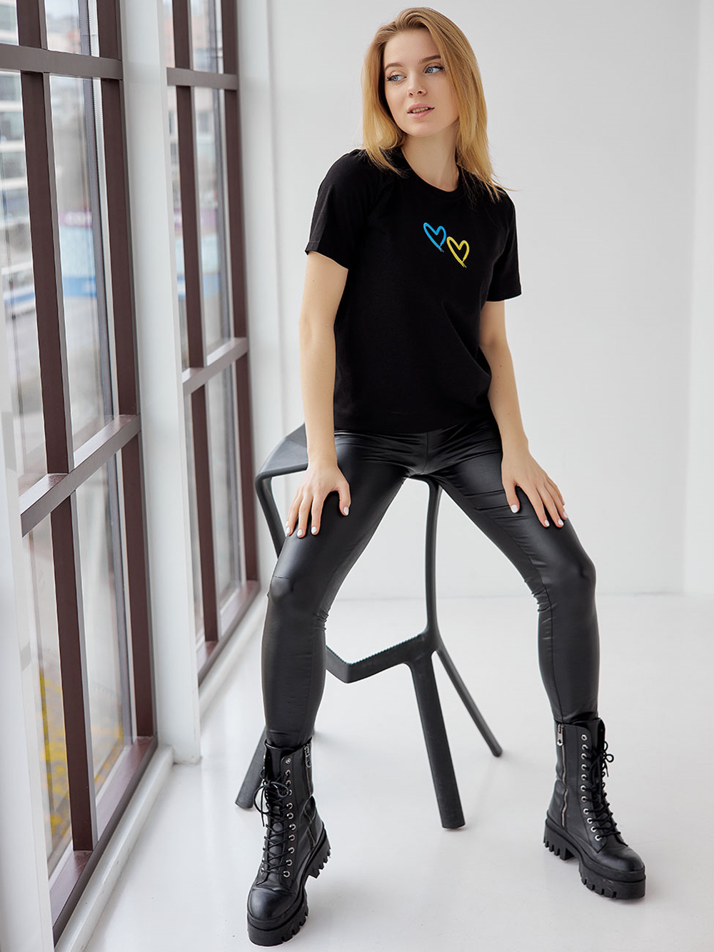 Ukrainsk flag matchende dobbelt kærlighedsskjorte sommer-t-shirt med enkelt tryk dame-t-shirt i boutique-bomuld med patriotismeærmer