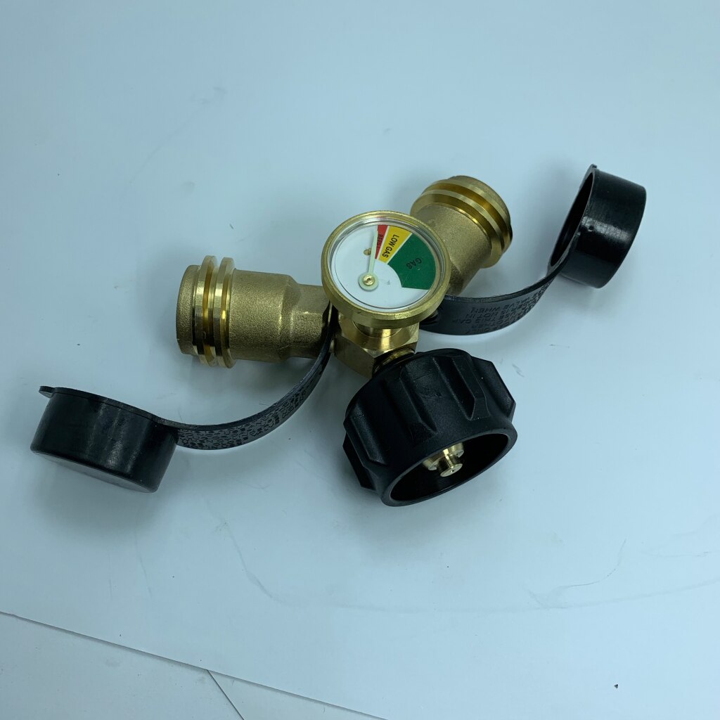 Propane Adapter with Gauge QCC Propane Splitter Propane Gas Splitter Tee Gas Adapter Grill Connector