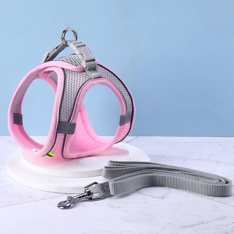 Hond Harnas Vest Met Leiband Voor Kleine Honden Verstelbare Pet Borstband Hond Kat Halsbanden Outdoor Wandelen Lead Riemen XXS-L harnas: XS / Licht Groen