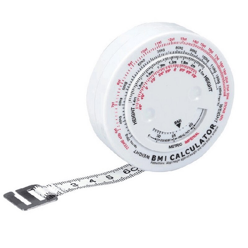 Kroppsuttrekkbart målebånd & kalkulator til diett vekttap hvit 72.5*23mm 1 stk