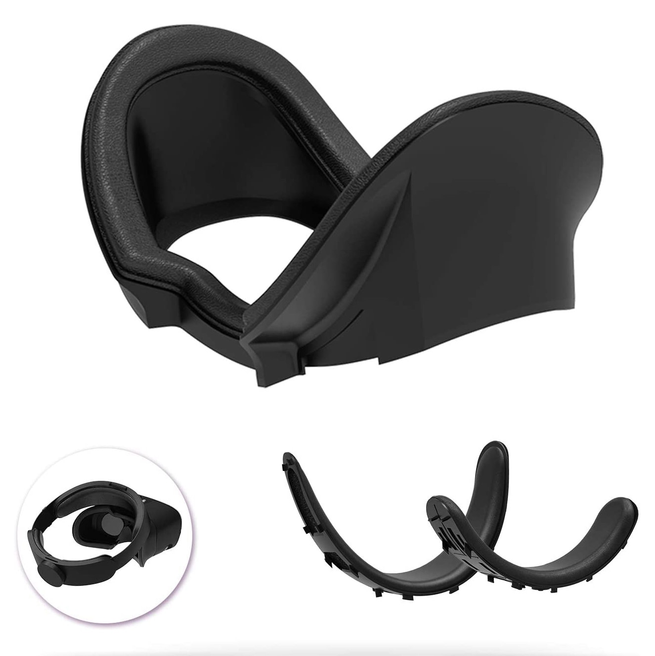 VR Facial Interface Soft Bracket &amp; PU Leather Foam Face Cover Pad Replacement Comfort Set for Oculus Rift S