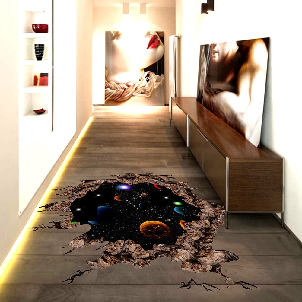 3d planet moon star sky selvklæbende gennembrud wallsticker soveværelse indretning