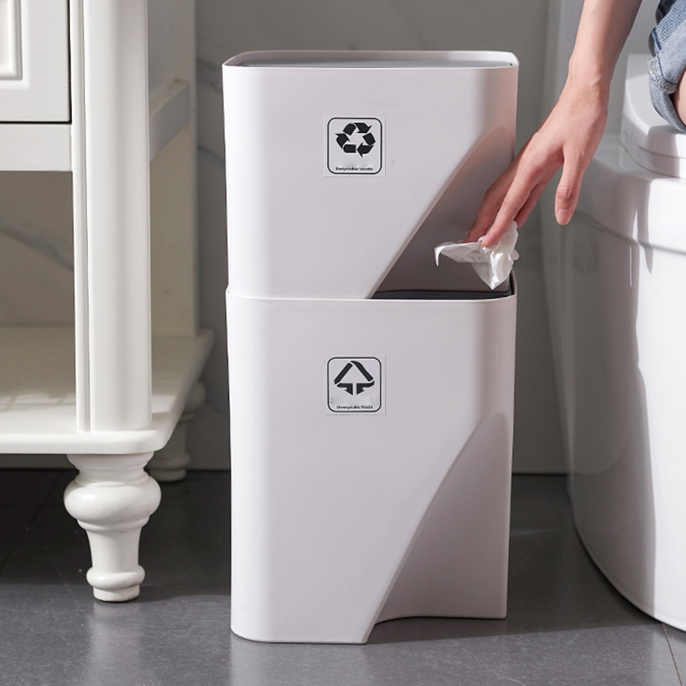 Haushalt Trocken Nass Trennung Abfalleimer Mülleimer Küche Mülleimer recyceln Behälter Gestapelt Sortierung Mülleimer