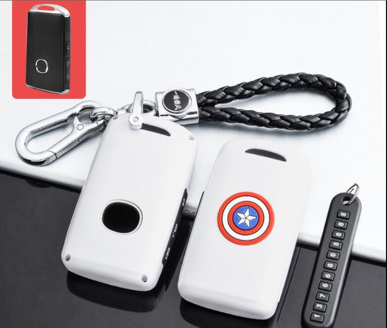 Auto abs sleutelhoes tas voor mazda 3 alexa  cx4 cx5 cx8 3 knoppen afstandsbediening sleutel beschermhoes auto styling: Wit