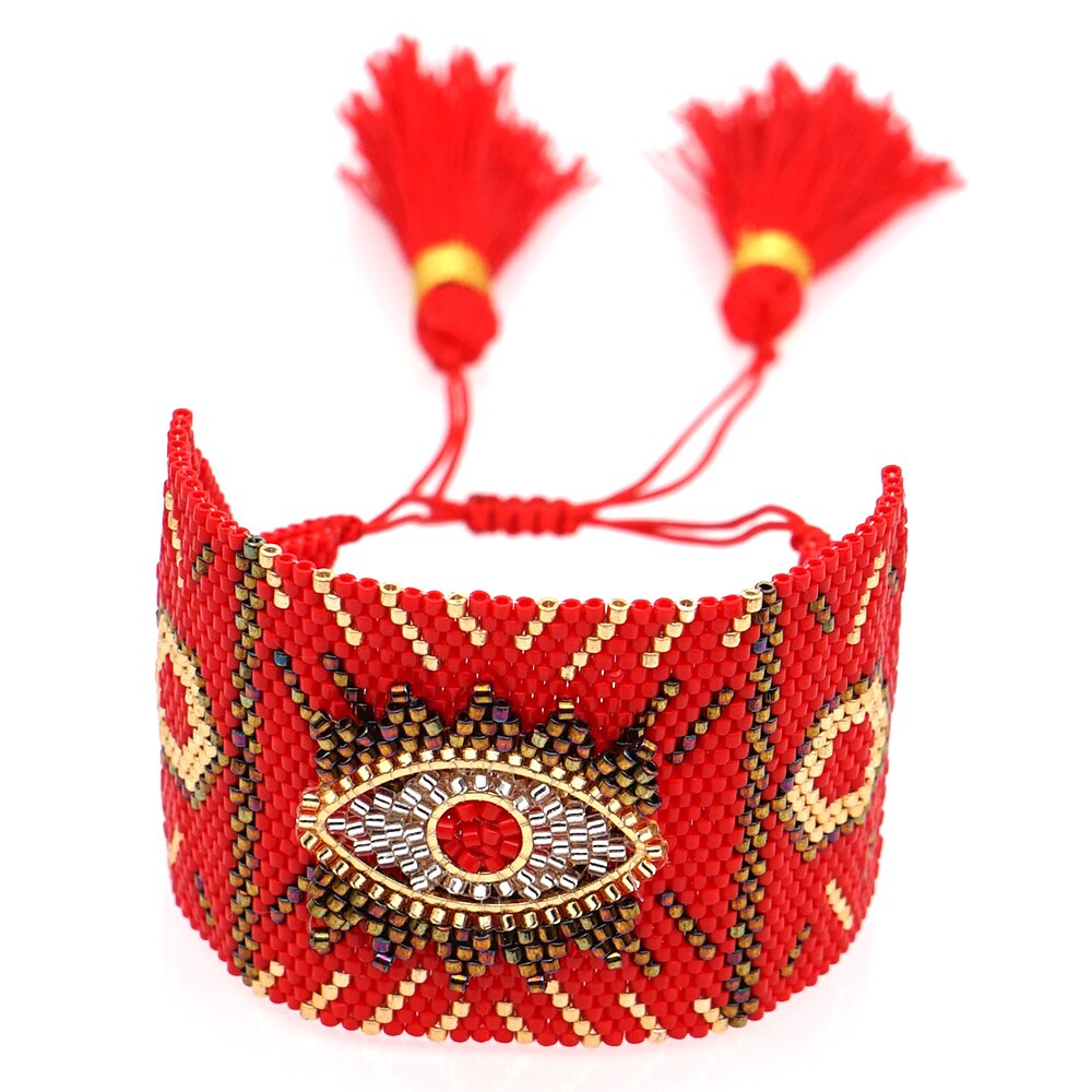 Go2boho Turkish Evil Eye Bracelet For Women Jewelry Miyuki Handmade Woven Pulsera Mujer Moda Greek Eye Bracelets Set